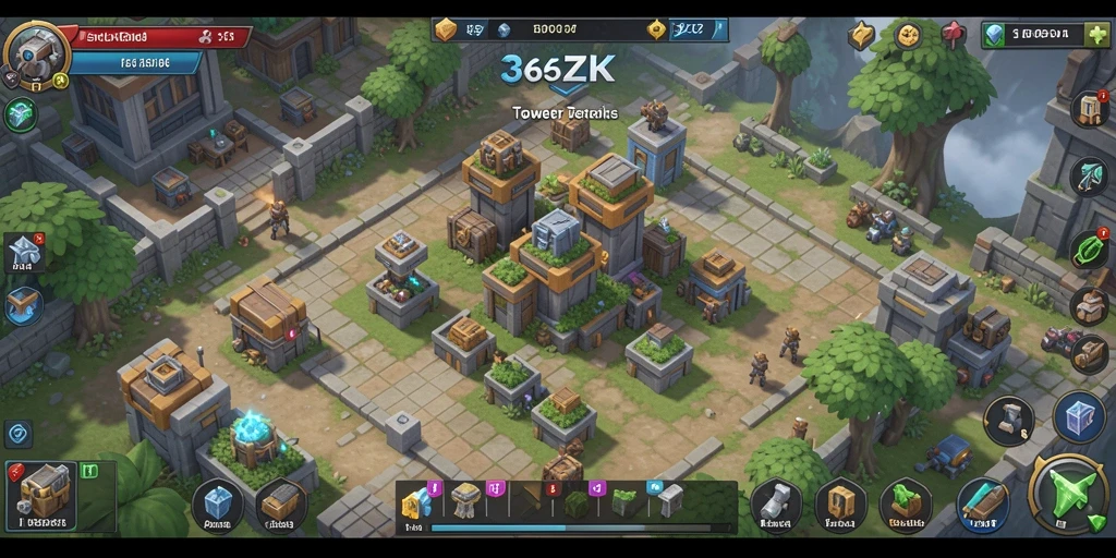 Screenshot gameplay 365ZK menunjukkan strategi menara yang menarik.
