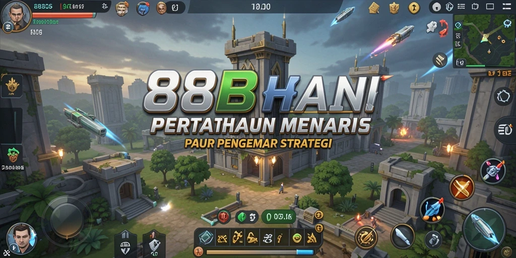 Tampilan menara dan musuh dalam gameplay Tower Defense 88BOS.