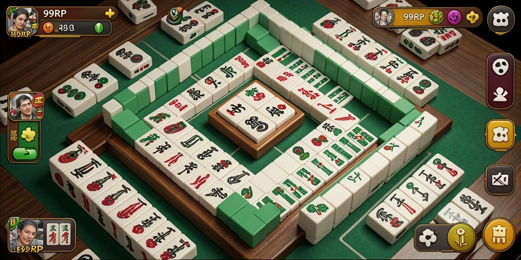 Screenshot gameplay 99RP yang menampilkan aksi mahjong yang memukau.