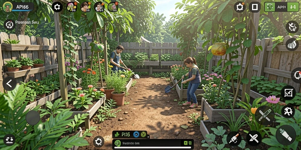 Tangkapan layar gameplay API66 menampilkan petualangan seru berkebun.