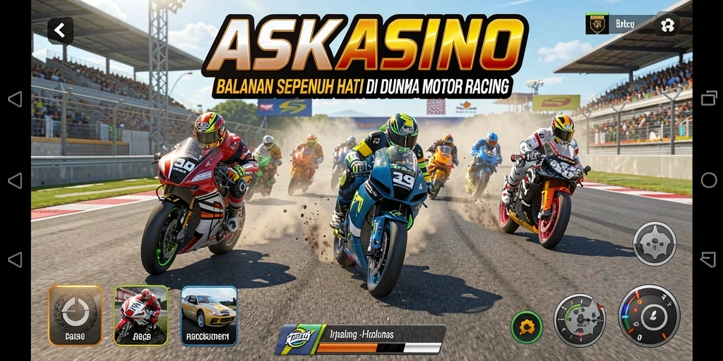 Tampilan gameplay yang mendebarkan dalam balapan motor.