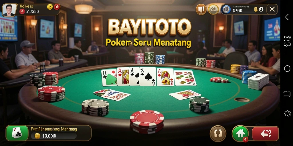 Screenshot gameplay BAYITOTO yang menampilkan meja poker yang menarik.