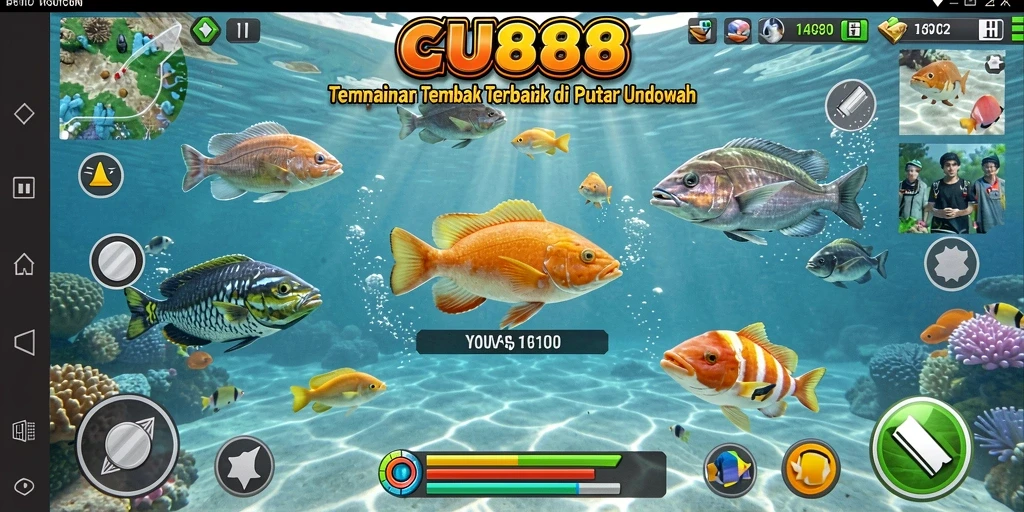 Tangkapan layar utama CU888 menampilkan keseruan gameplay Tembak Ikan.