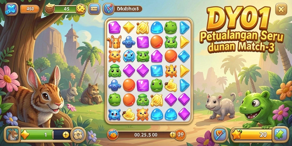 Tampilan gameplay DY01 yang seru dalam permainan Match-3.