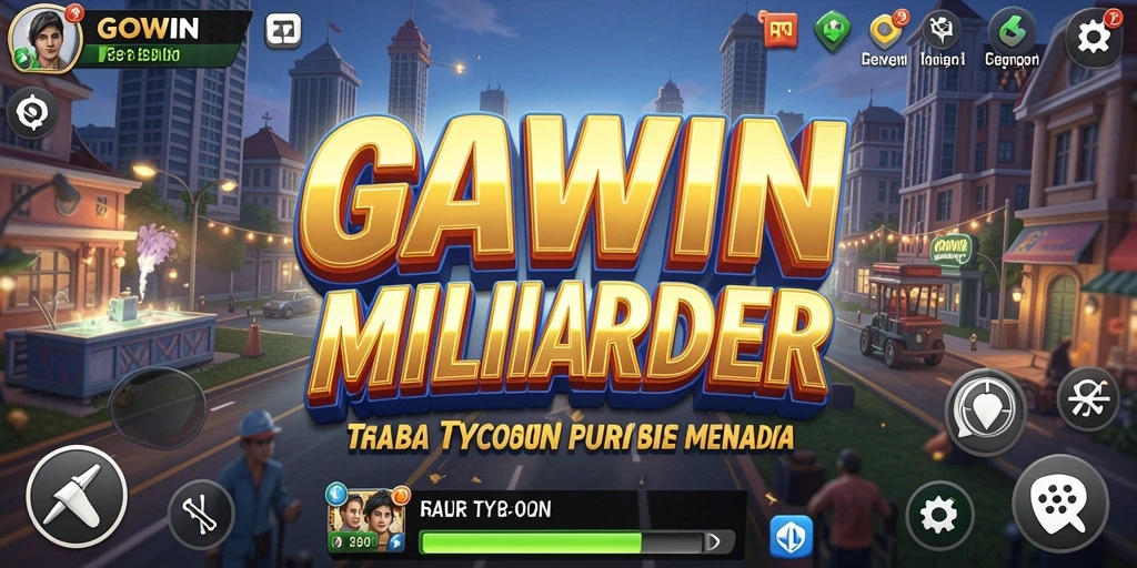 Tampilan gameplay GOWIN yang menarik dalam mengelola bisnis.