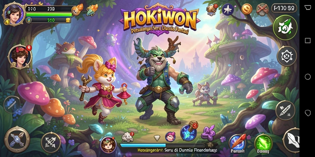 Tampilan gameplay seru yang menampilkan aksi petualangan di HOKIWON.
