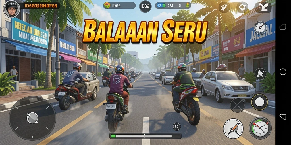 Tampilan gameplay balapan yang mendebarkan dalam ID66.