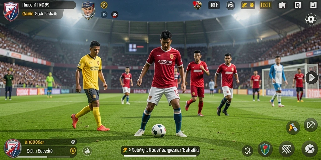 Tampilan gameplay seru dari IND89 dalam pertandingan sepak bola.