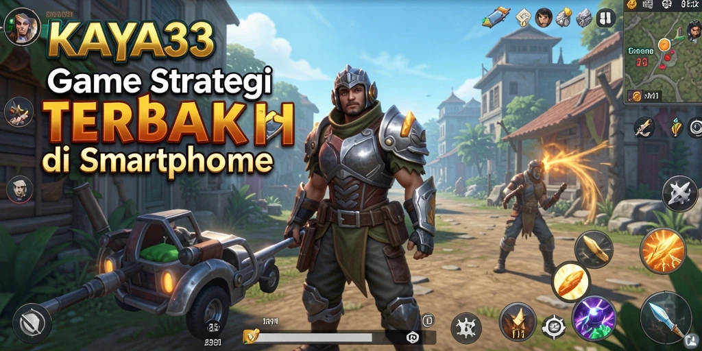 Screenshot gameplay yang menampilkan pertempuran dan pembangunan kerajaan.