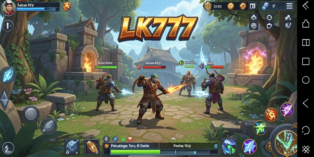 Screenshot gameplay LK777 menunjukkan pertarungan seru dan karakter unik.