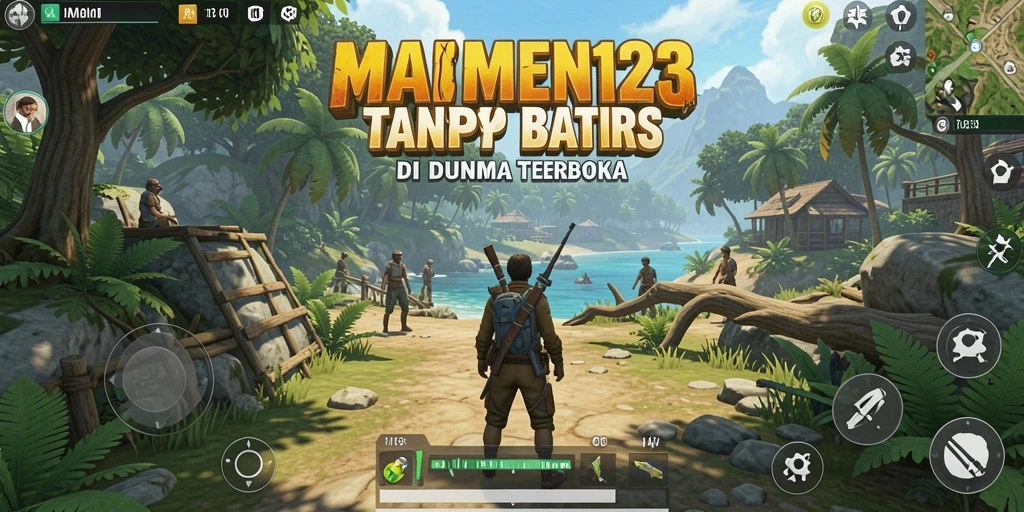 Screenshot gameplay MAMEN123 menampilkan eksplorasi dunia terbuka yang luas.