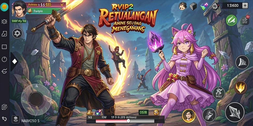 Tampilan gameplay <strong>RVIP2</strong> yang penuh aksi dan karakter anime yang menawan.