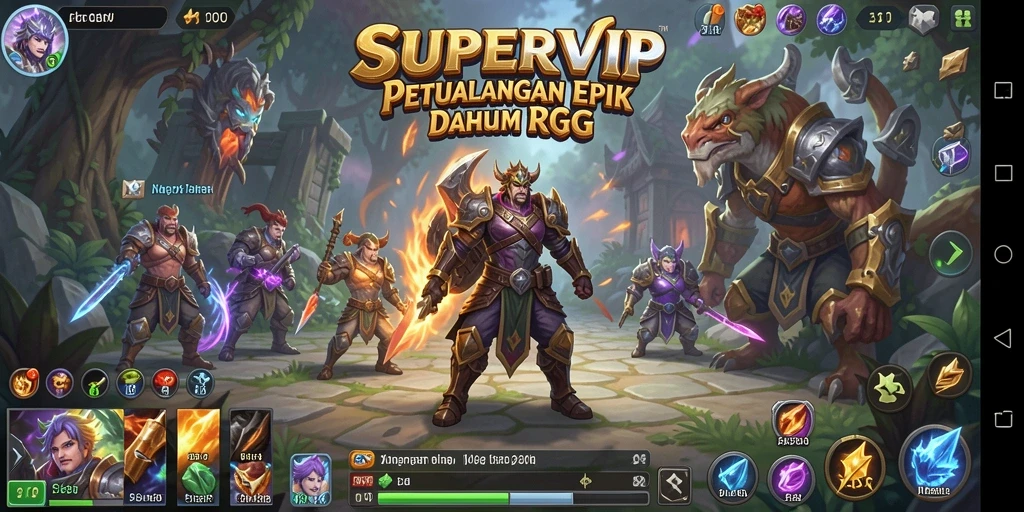 Screenshot dari gameplay SUPERVIP dengan aksi RPG yang mendebarkan.