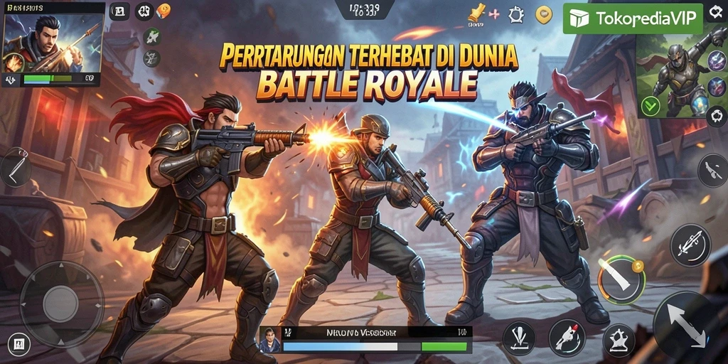 Tampilan gameplay seru dalam pertarungan Battle Royale di TOKOPEDIAVIP.
