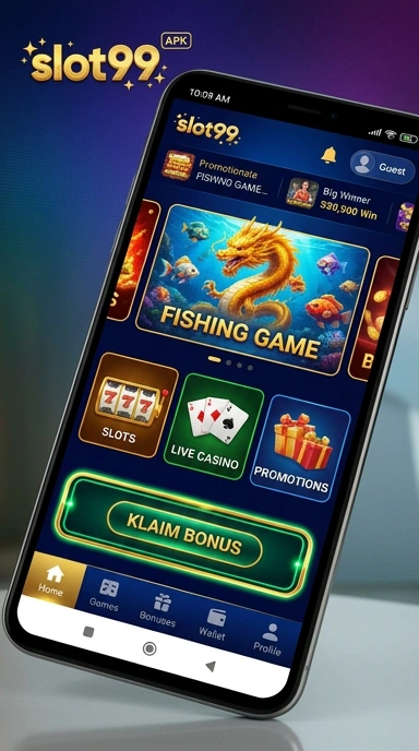 Screenshot aplikasi slot99 menunjukkan berbagai kategori aplikasi yang tersedia.